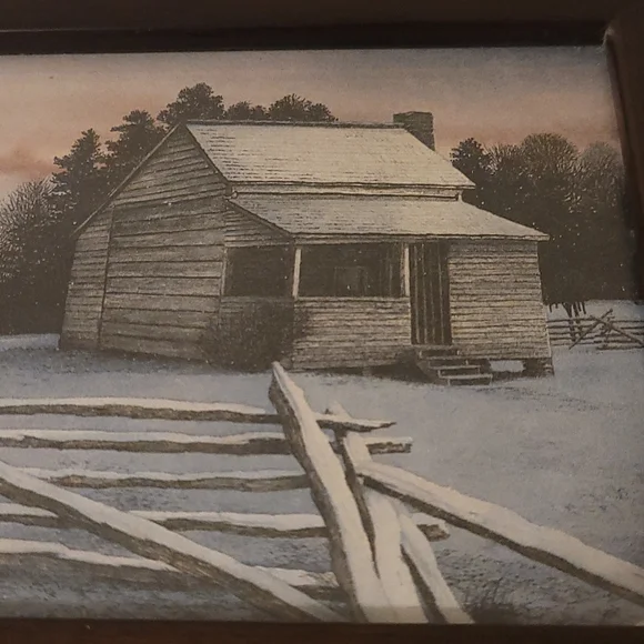Vintage Winter Cabin Print - Picture 3 of 13